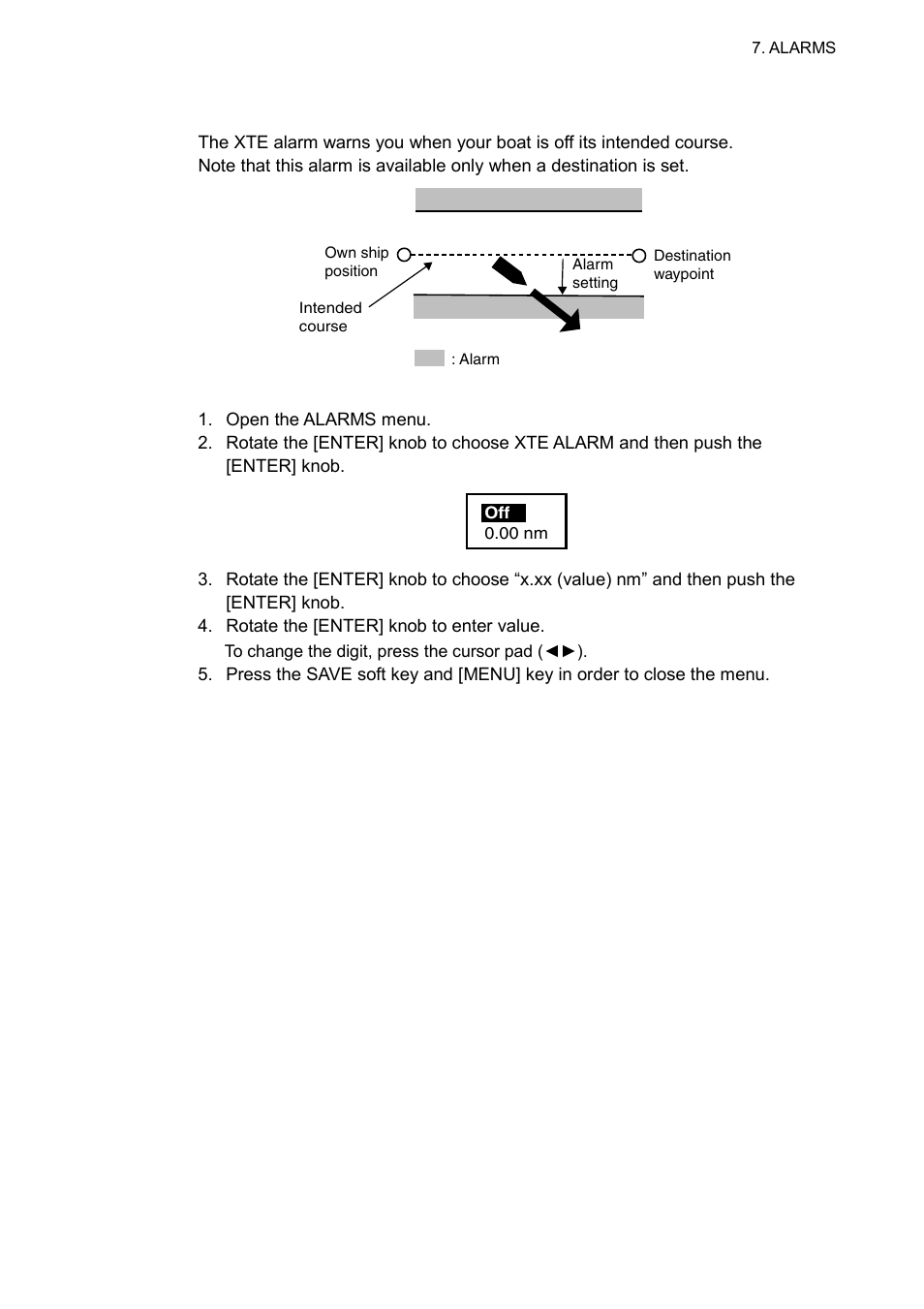 3 xte (cross-track error) alarm | Furuno GP-7000F User Manual | Page 65 / 132