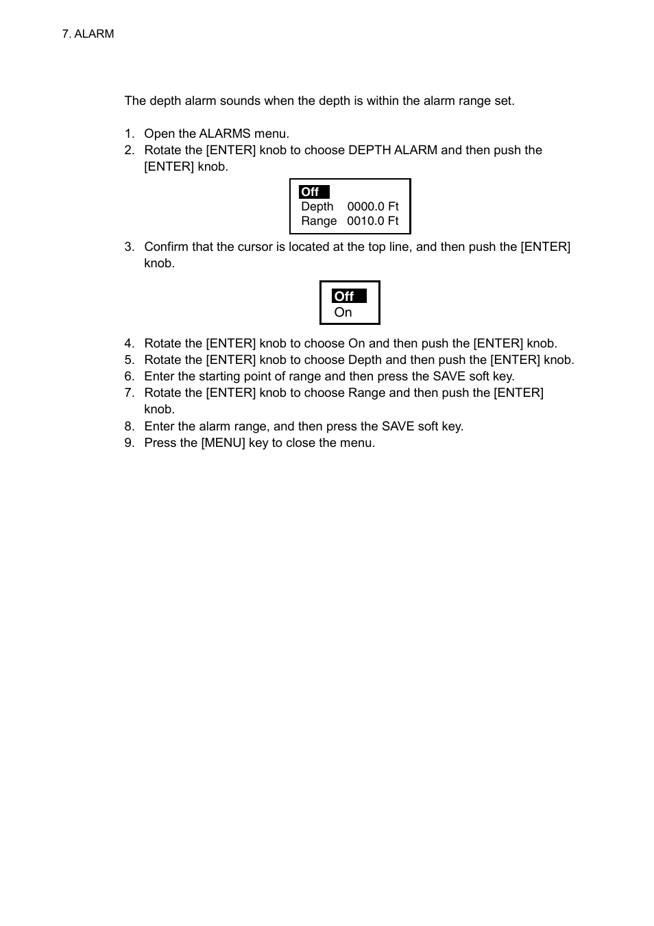 7 depth alarm | Furuno GP-7000F User Manual | Page 68 / 132