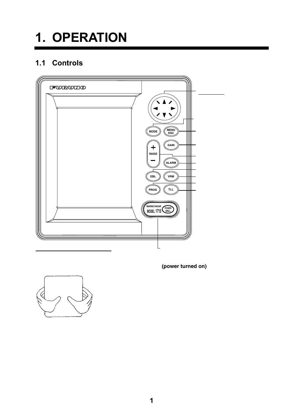 Operation, 1 controls | Furuno 1715 User Manual | Page 9 / 48