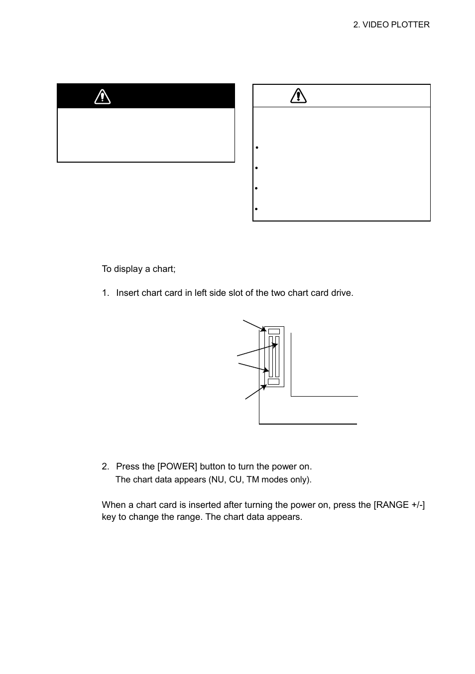 2 chart cards, Warning, Caution | Furuno RP-25 User Manual | Page 17 / 48