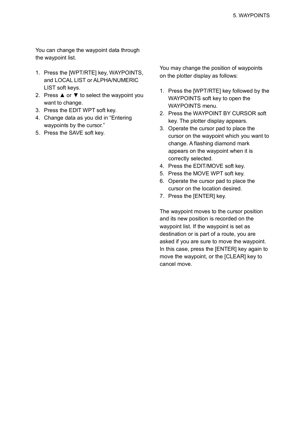 3 changing waypoint data | Furuno GP-1850W User Manual | Page 39 / 98