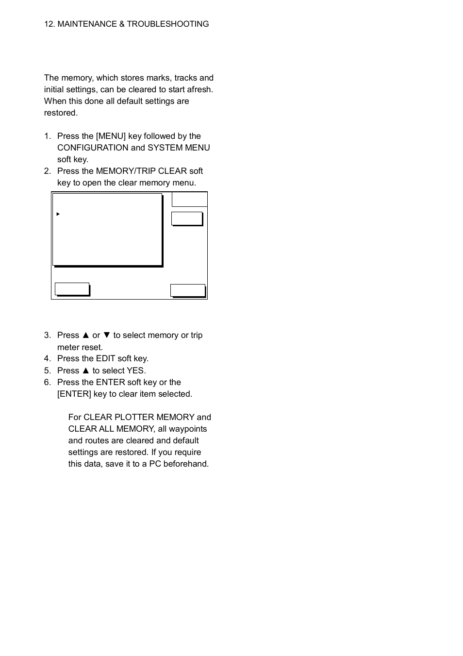 6 clearing memories | Furuno GP-1850W User Manual | Page 86 / 98