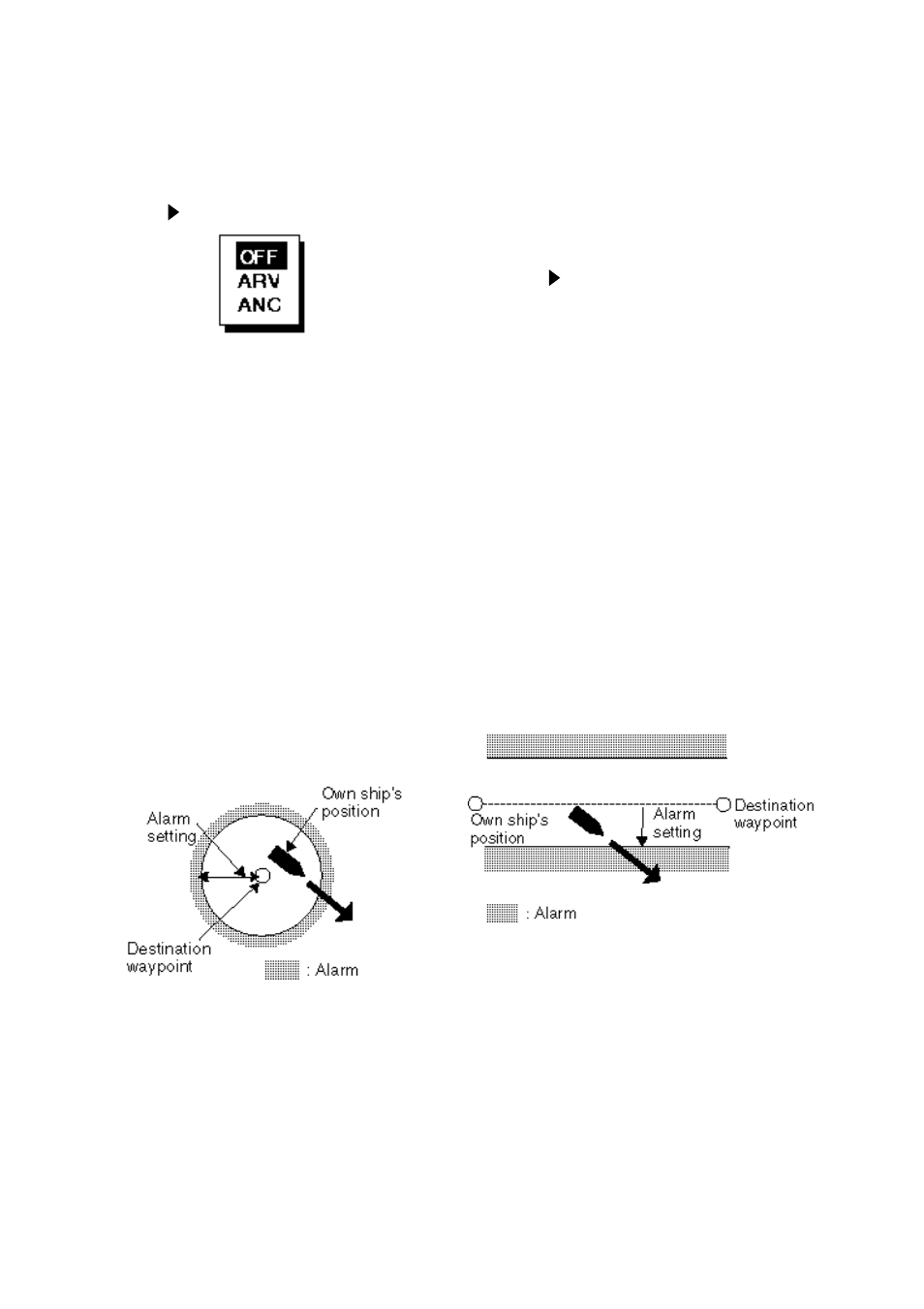 2 xte (cross track error) alarm | Furuno GP-36 User Manual | Page 38 / 81
