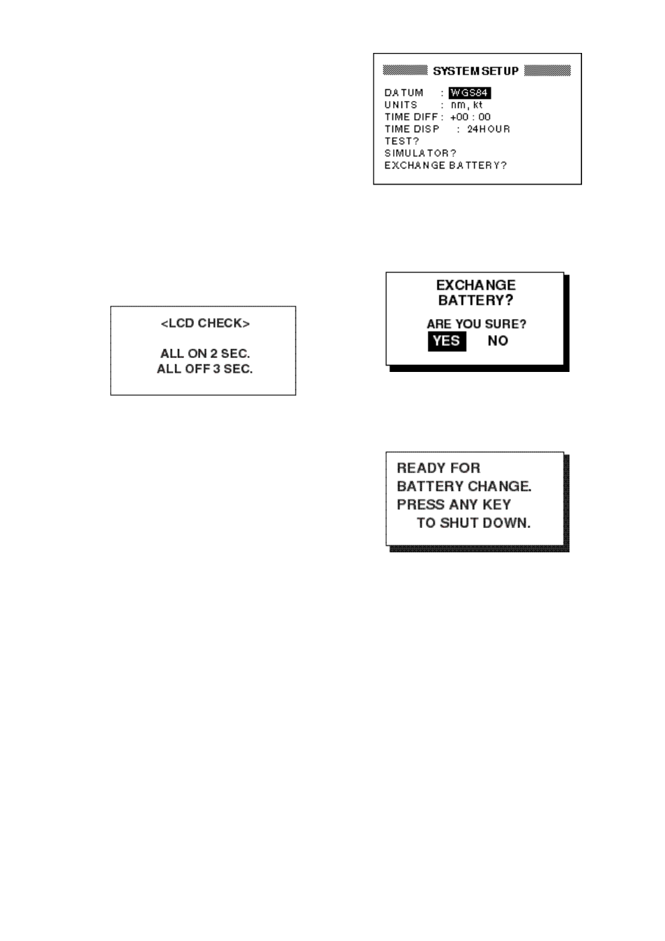 5 when “battery alarm!” appears | Furuno GP-36 User Manual | Page 57 / 81