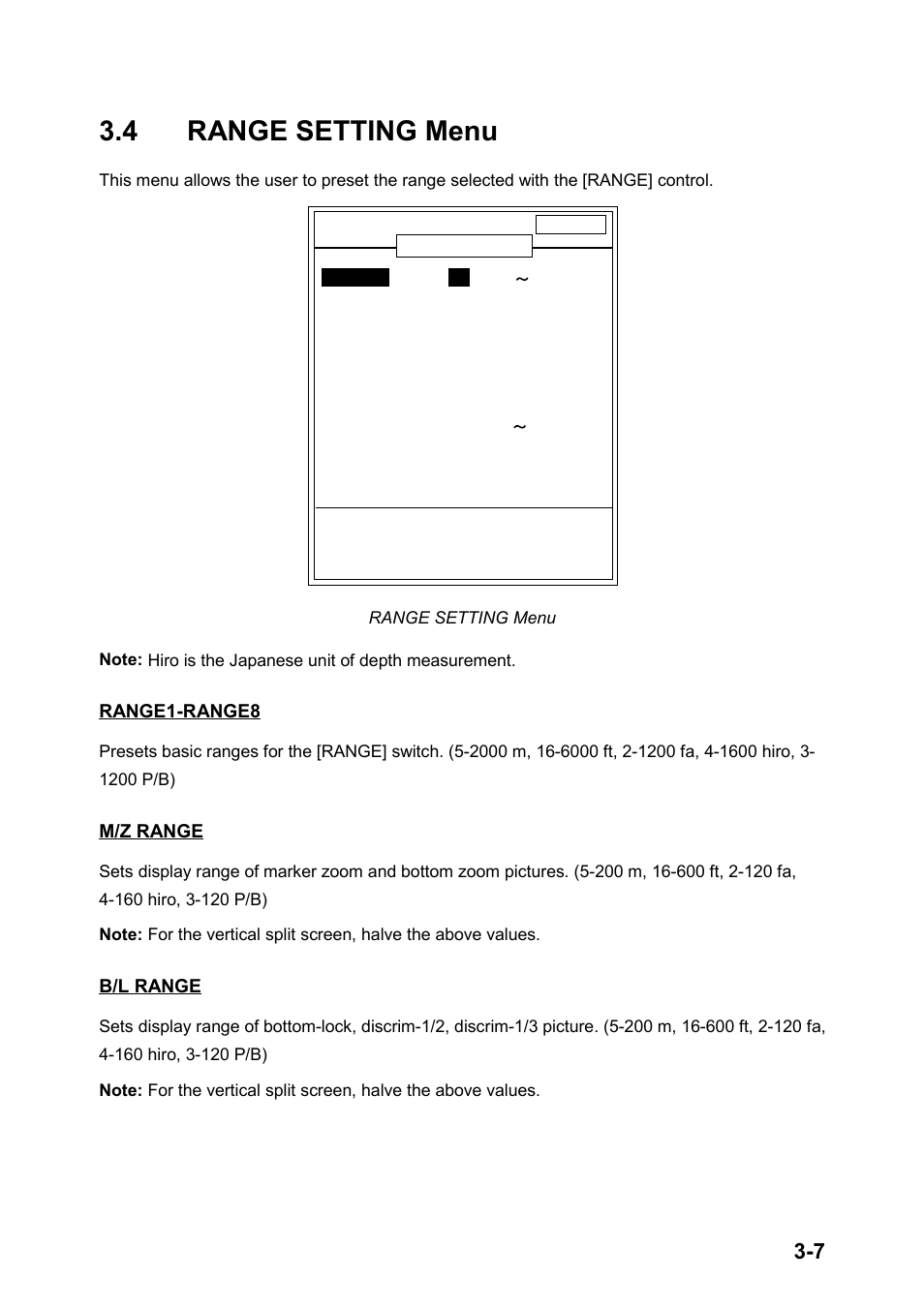 4 range setting menu | Furuno FCV-1200LM User Manual | Page 55 / 94