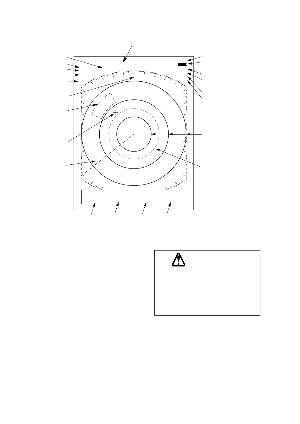 2 display indications and markers, 3 turning the radar on and off, Caution | Figure 2-2 display indications | Furuno 841 User Manual | Page 15 / 64