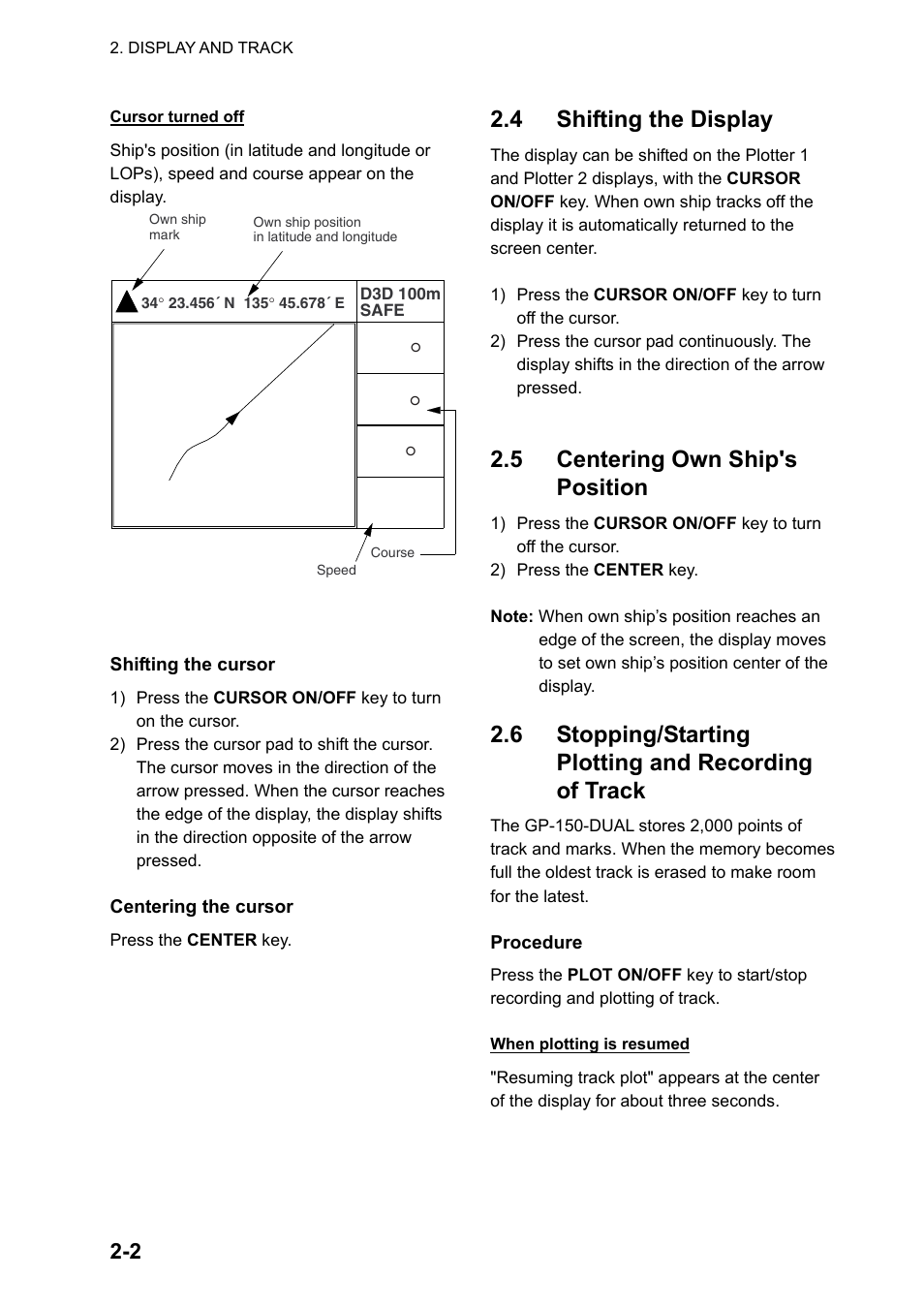 4 shifting the display, 5 centering own ship's position | Furuno GP-150-DUAL User Manual | Page 18 / 123