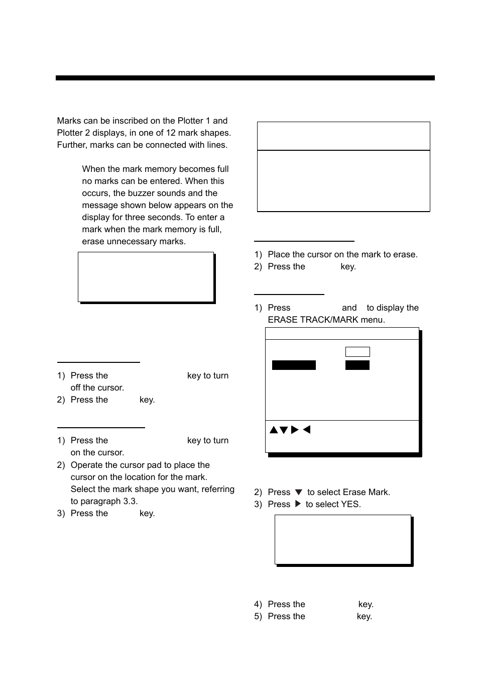 Marks, 1 entering marks, 2 erasing marks | Caution | Furuno GP-150-DUAL User Manual | Page 23 / 123