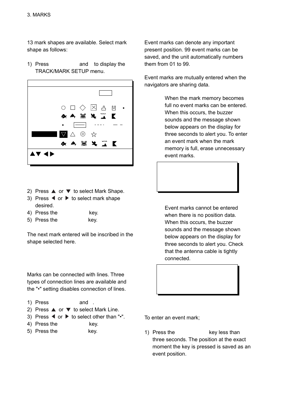 3 mark shape, 4 connecting marks, 5 entering event marks | Furuno GP-150-DUAL User Manual | Page 24 / 123