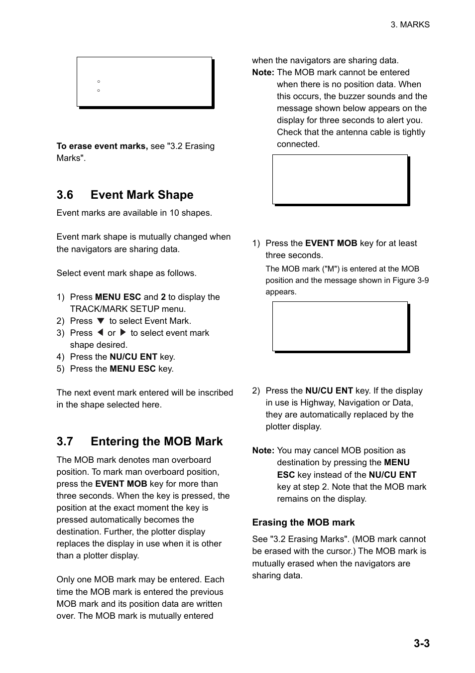 6 event mark shape, 7 entering the mob mark | Furuno GP-150-DUAL User Manual | Page 25 / 123