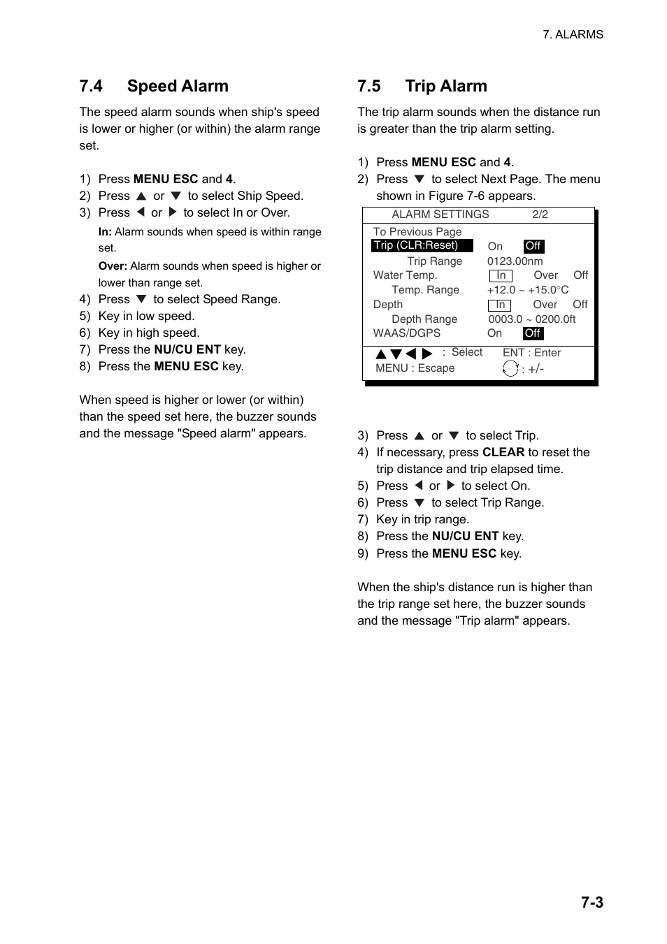 4 speed alarm, 5 trip alarm | Furuno GP-150-DUAL User Manual | Page 49 / 123