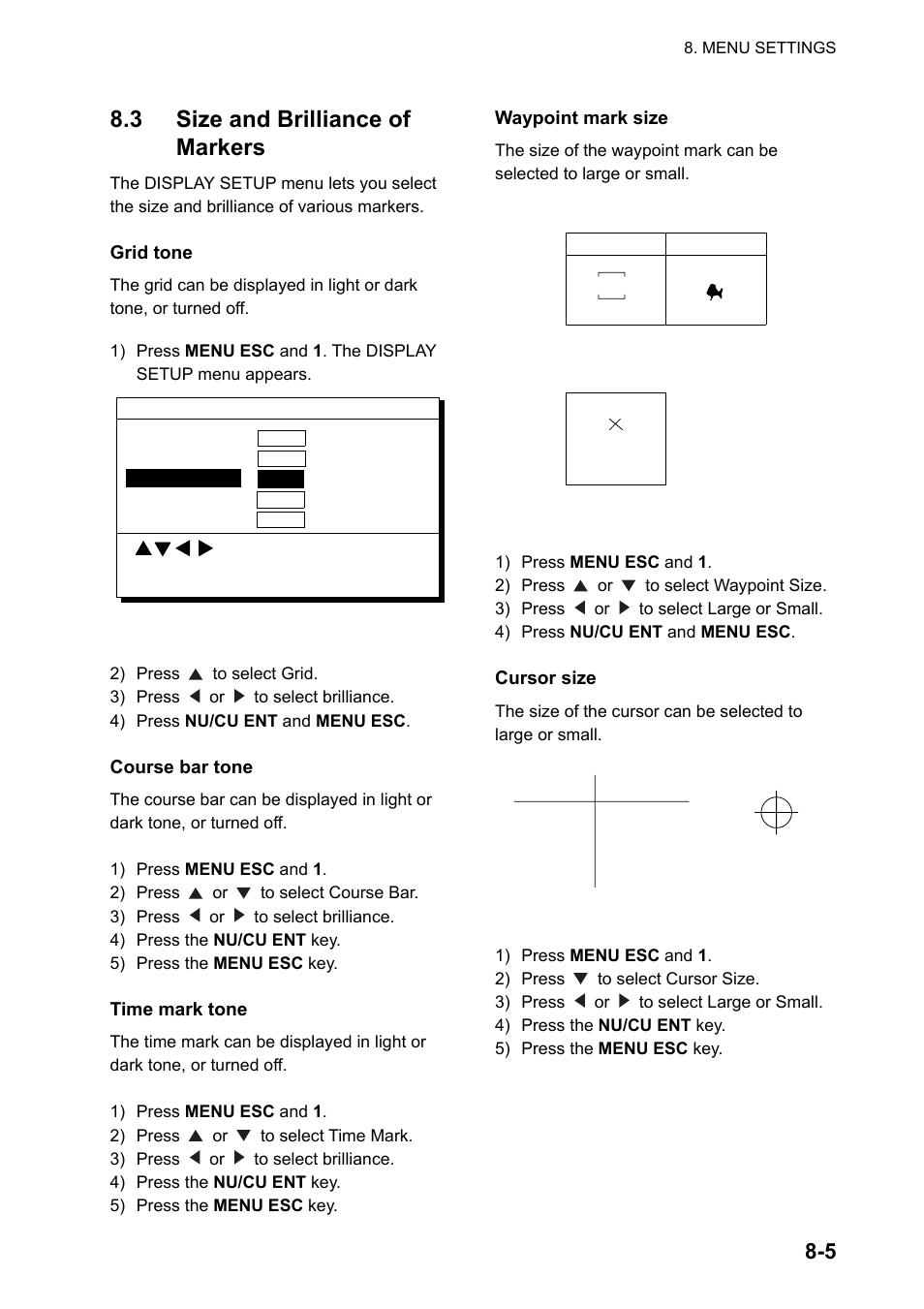 3 size and brilliance of markers | Furuno GP-150-DUAL User Manual | Page 55 / 123