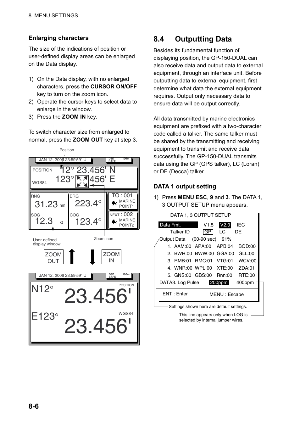 4 outputting data, E123 | Furuno GP-150-DUAL User Manual | Page 56 / 123