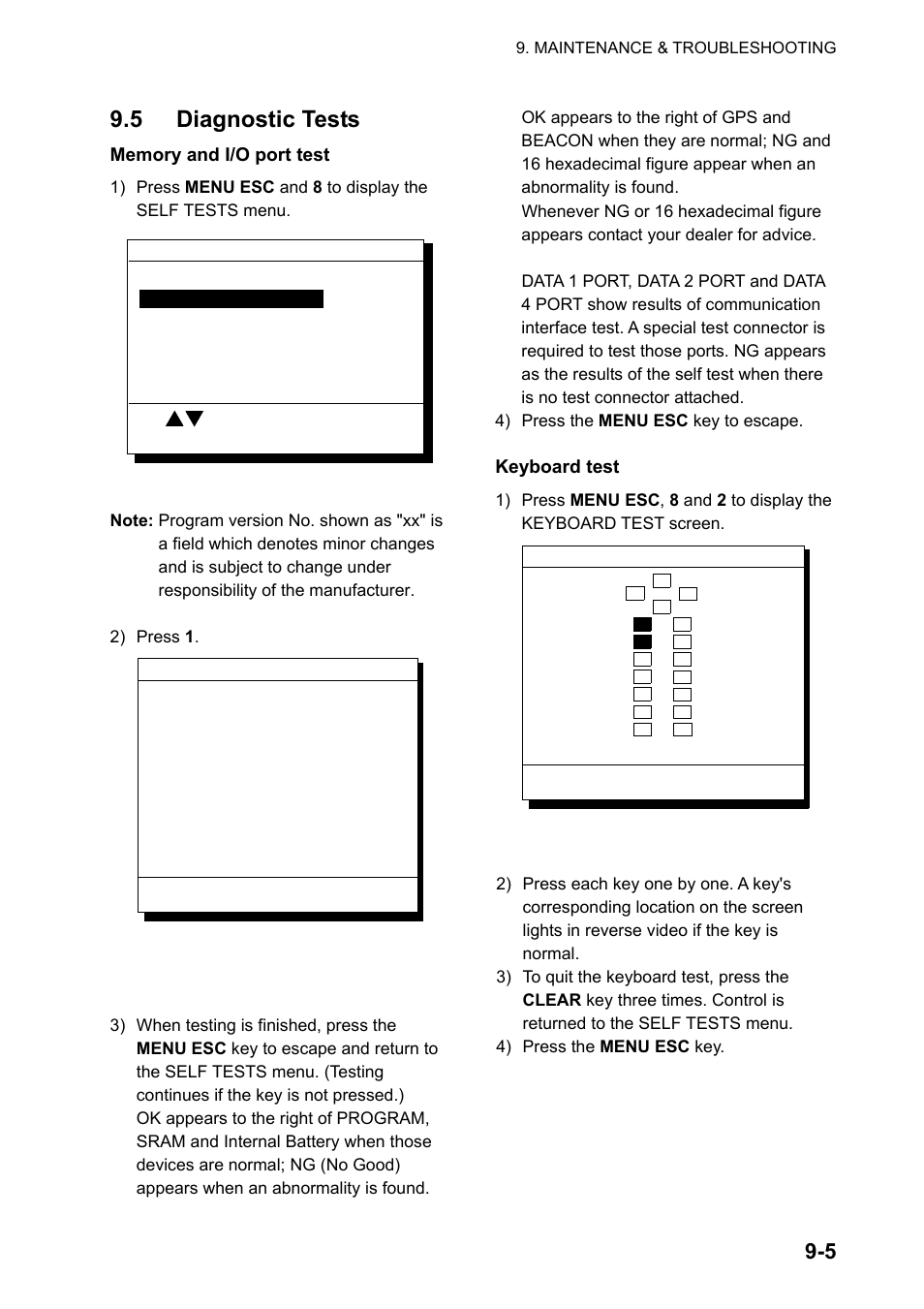 5 diagnostic tests | Furuno GP-150-DUAL User Manual | Page 67 / 123