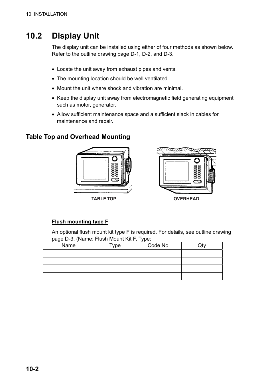 2 display unit, Table top and overhead mounting | Furuno GP-150-DUAL User Manual | Page 70 / 123