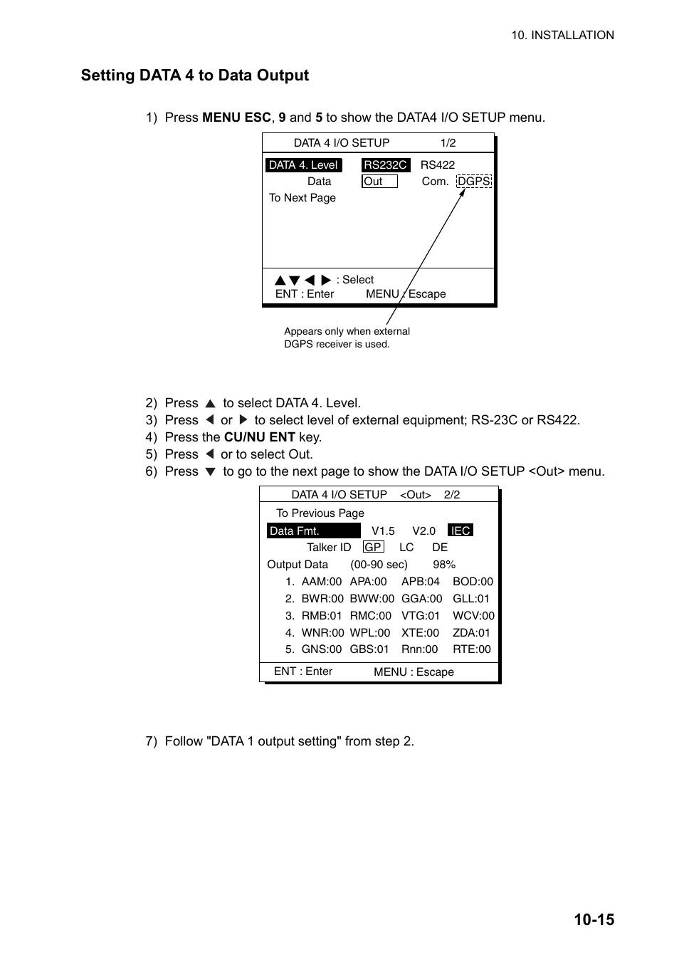 15 setting data 4 to data output | Furuno GP-150-DUAL User Manual | Page 83 / 123