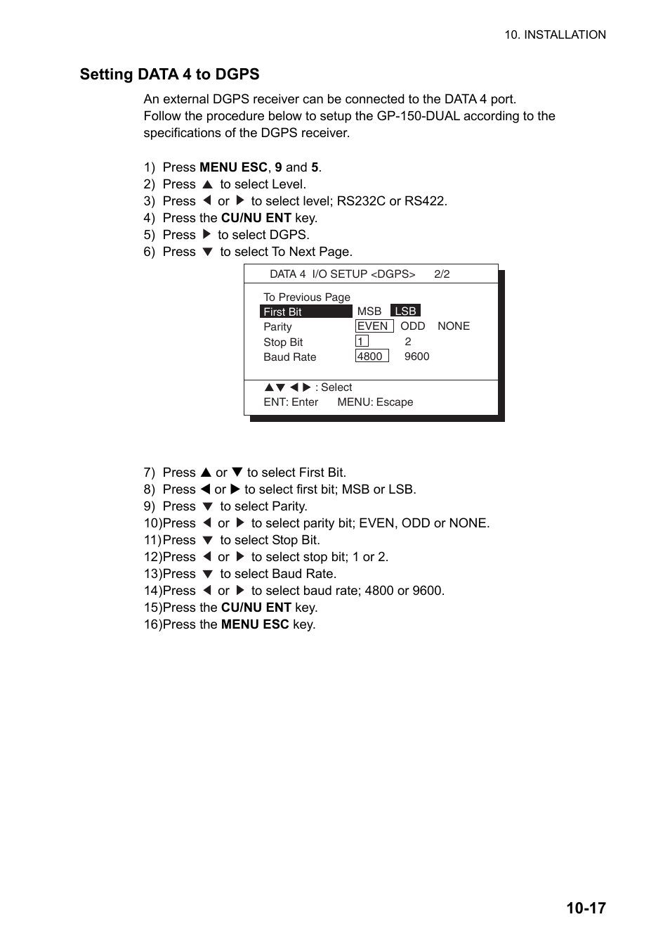 17 setting data 4 to dgps | Furuno GP-150-DUAL User Manual | Page 85 / 123