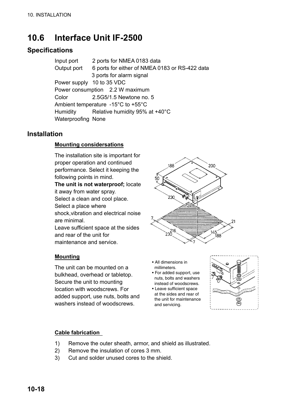 6 interface unit if-2500, Specifications, Installation | Furuno GP-150-DUAL User Manual | Page 86 / 123