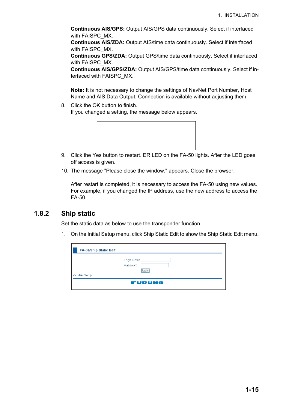 Ship static -15, 2 ship static | Furuno AIS Transponder FA-50 User Manual | Page 25 / 65