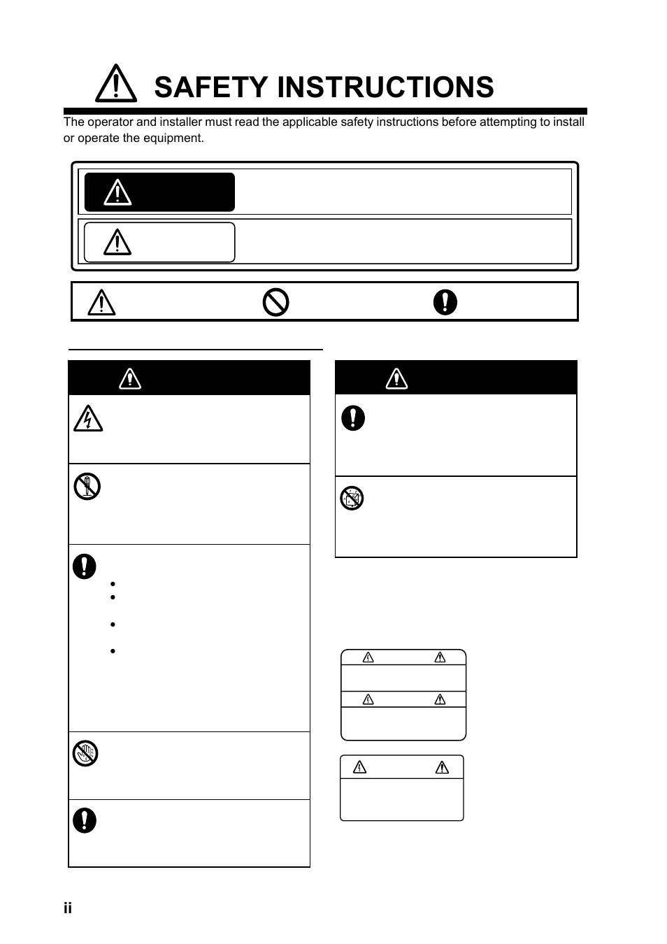 Safety instructions, Warning, Caution | Safety instructions for the operator | Furuno AIS Transponder FA-50 User Manual | Page 4 / 65