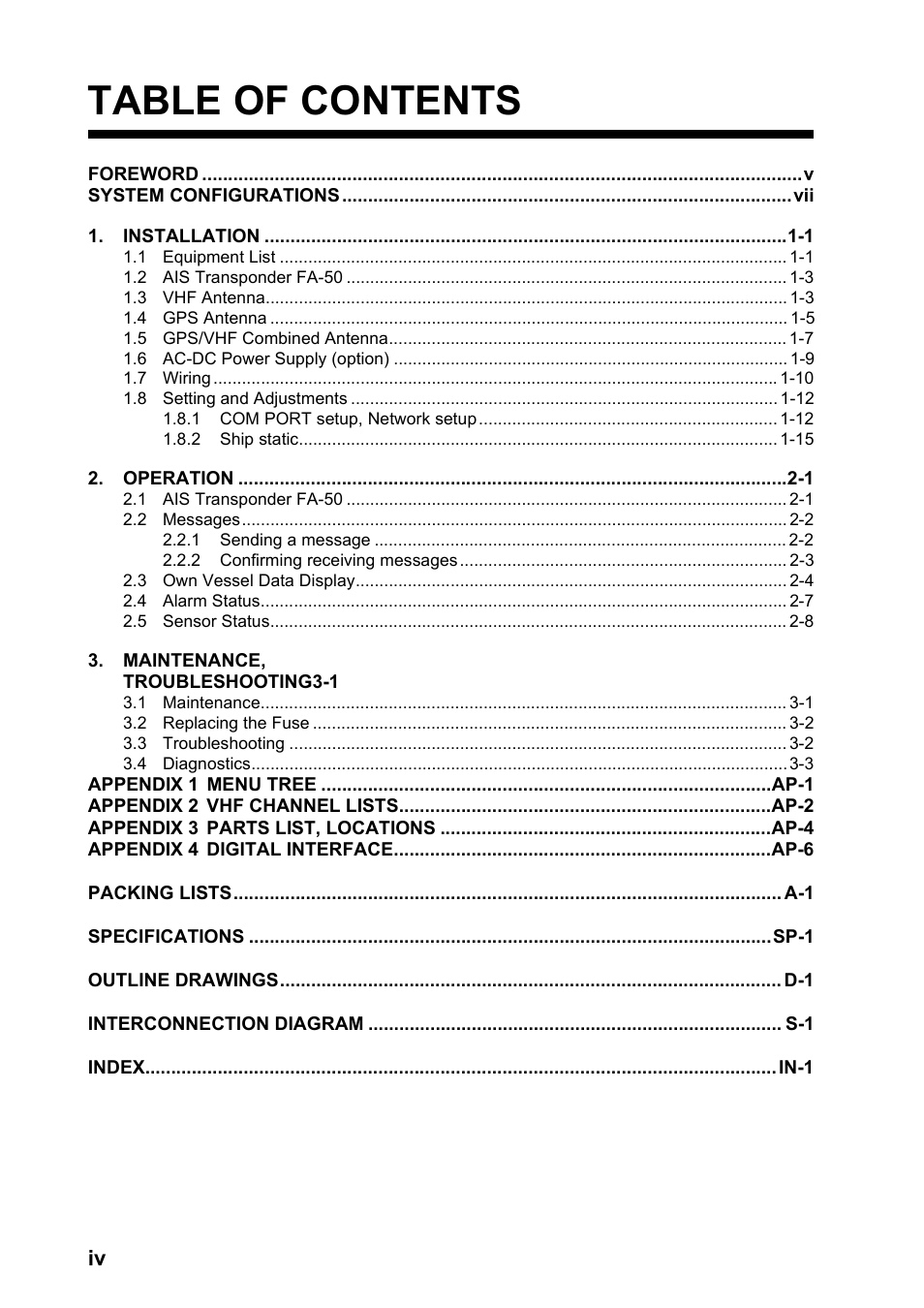 Furuno AIS Transponder FA-50 User Manual | Page 6 / 65