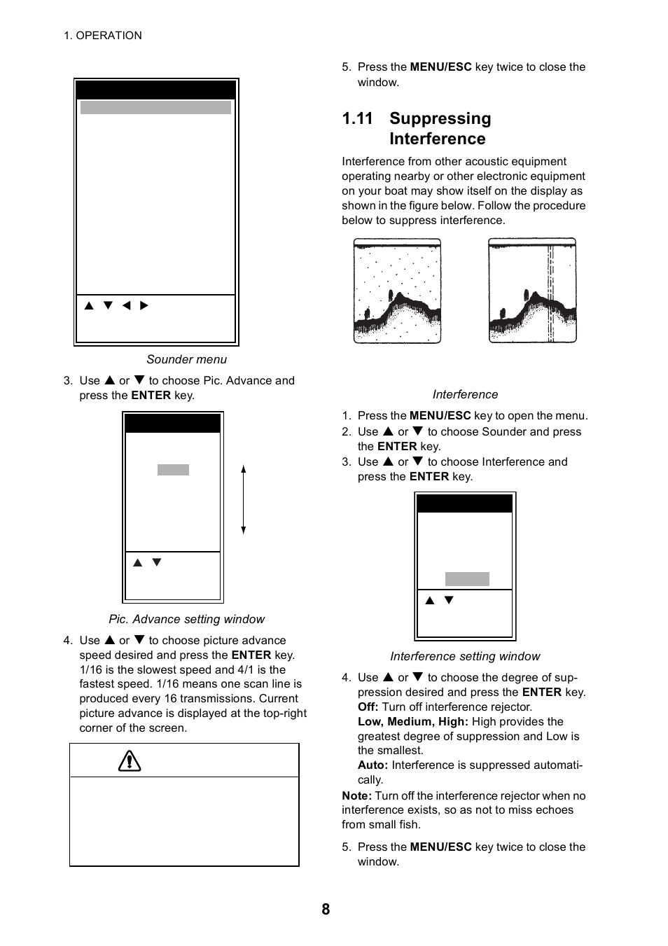 11 suppressing interference, Caution | Furuno 585 User Manual | Page 17 / 56
