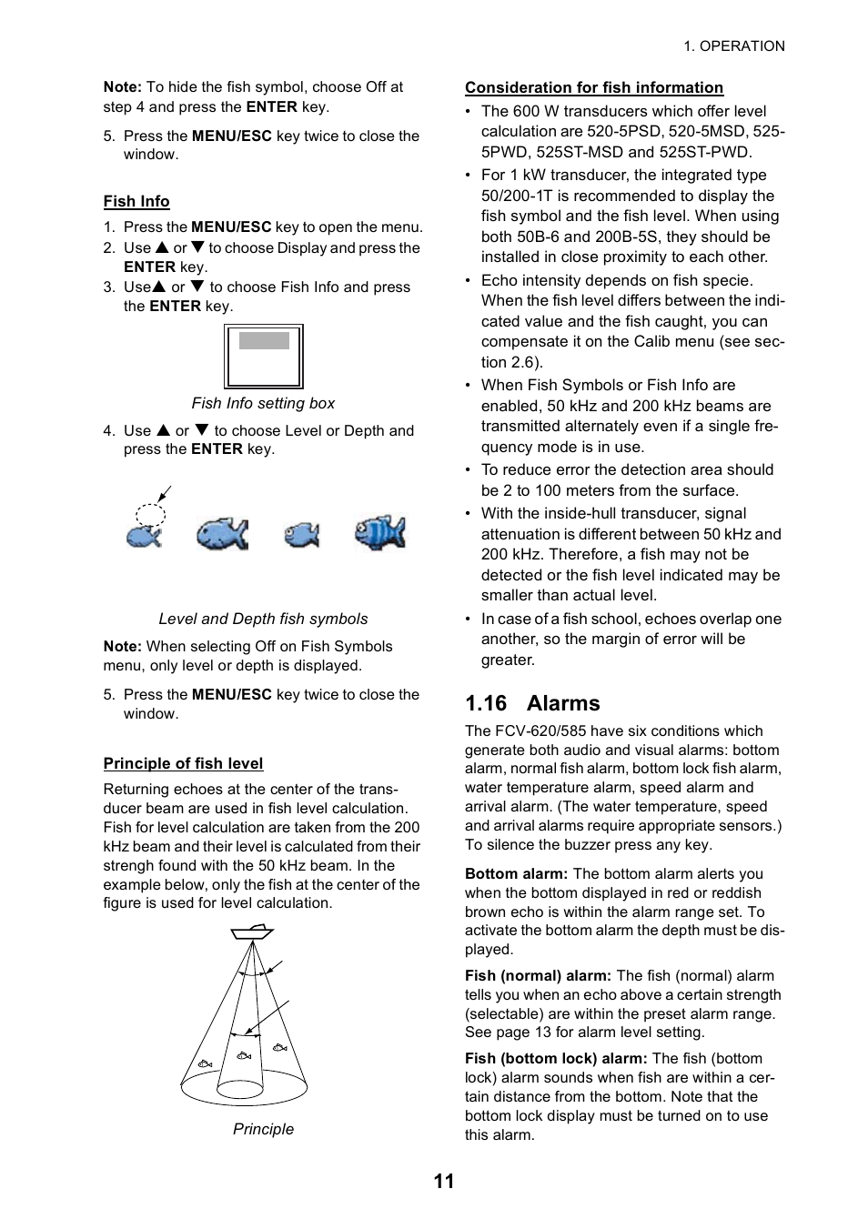 16 alarms | Furuno 585 User Manual | Page 20 / 56