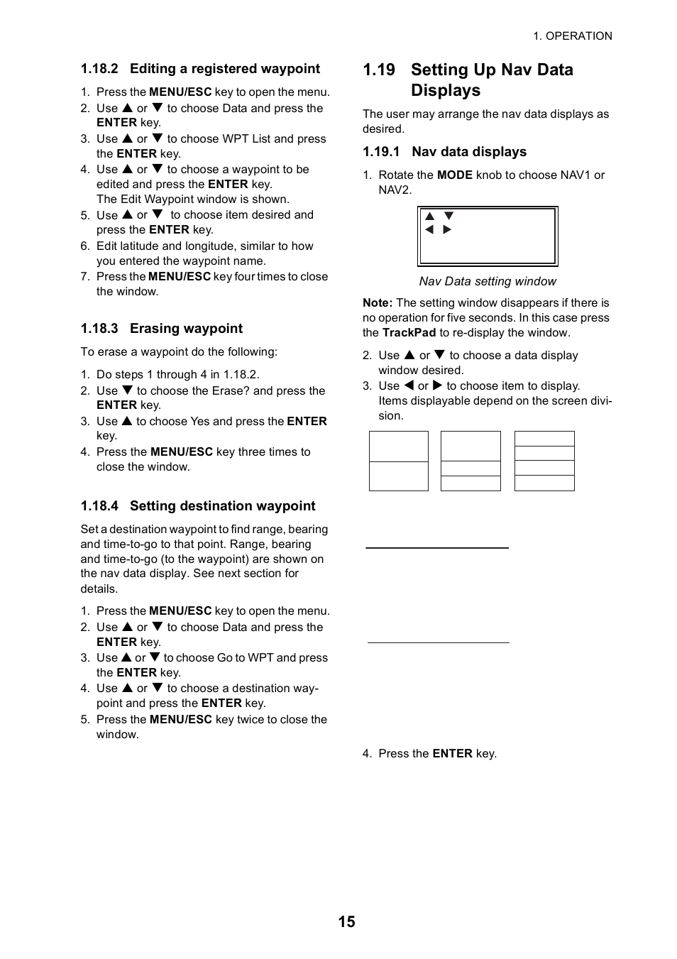 19 setting up nav data displays | Furuno 585 User Manual | Page 24 / 56