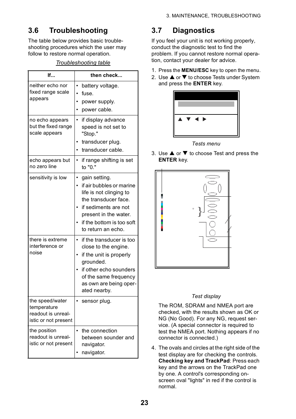 6 troubleshooting, 7 diagnostics | Furuno 585 User Manual | Page 32 / 56