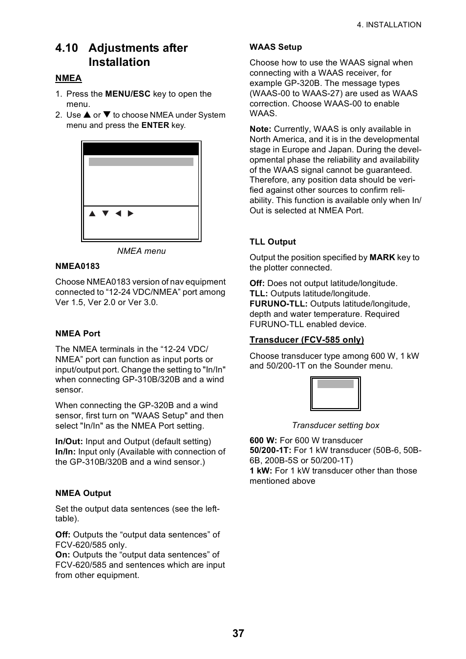 10 adjustments after installation | Furuno 585 User Manual | Page 46 / 56