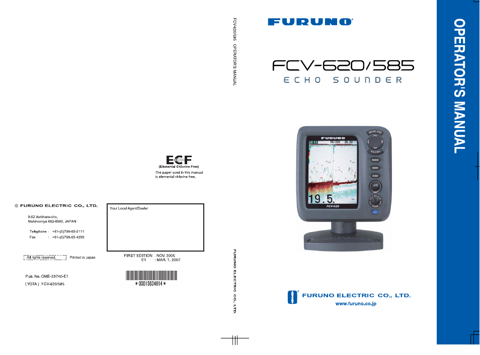 Furuno Color LCD Sounder FCV-620/585 User Manual | 56 pages