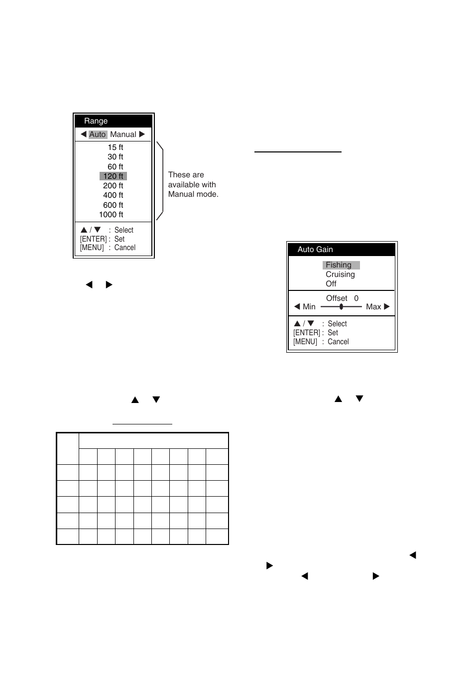 5 choosing range, 6 adjusting gain | Furuno Color LCD Sounder FCV-620/585 User Manual | Page 14 / 56
