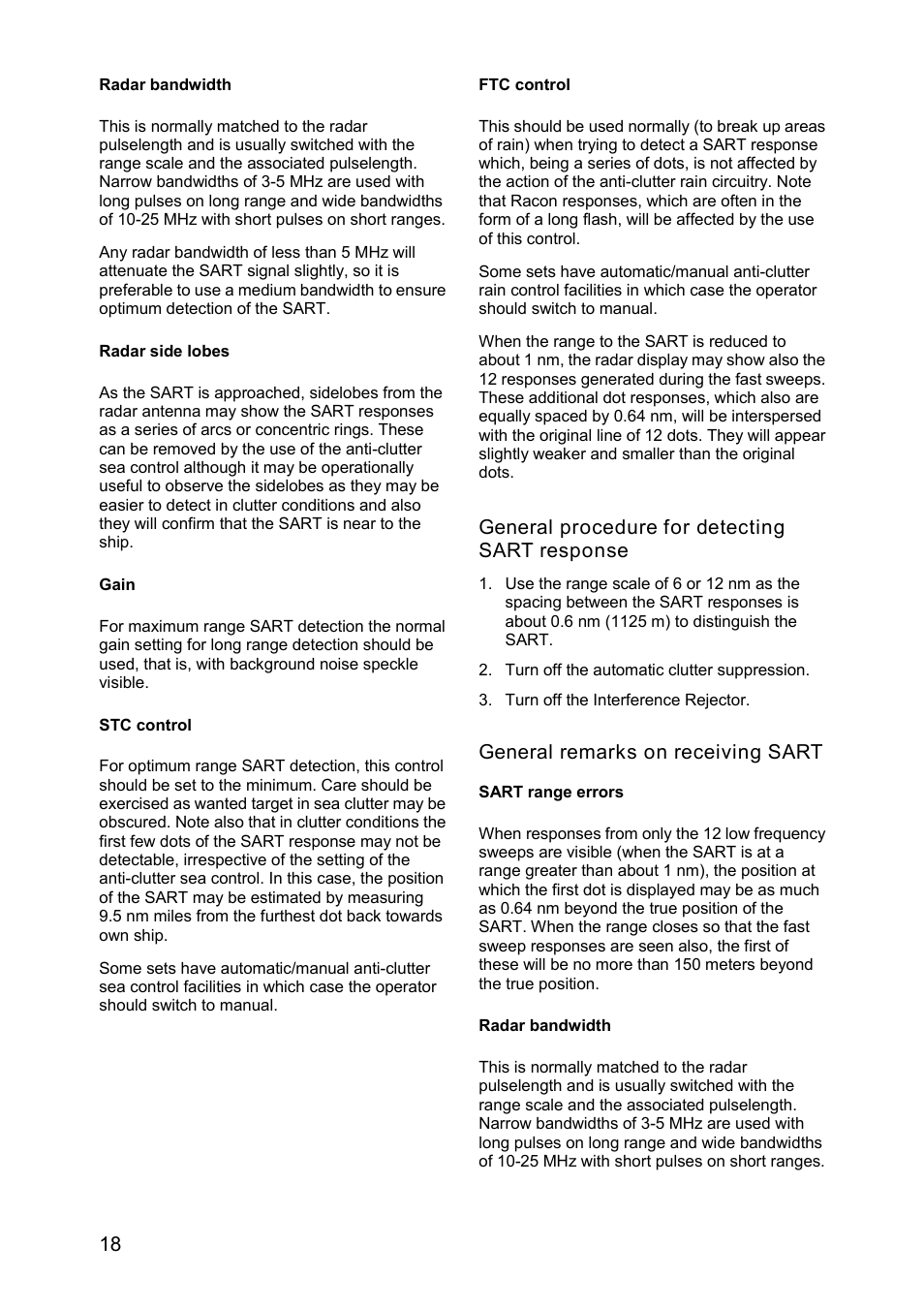 General procedure for detecting sart response, General remarks on receiving sart | Furuno MODEL 1622 User Manual | Page 26 / 35