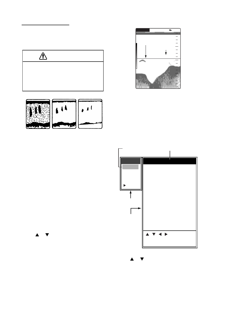 7 measuring depth, 8 menu operating procedure, Caution | Furuno FCV-620 User Manual | Page 15 / 57