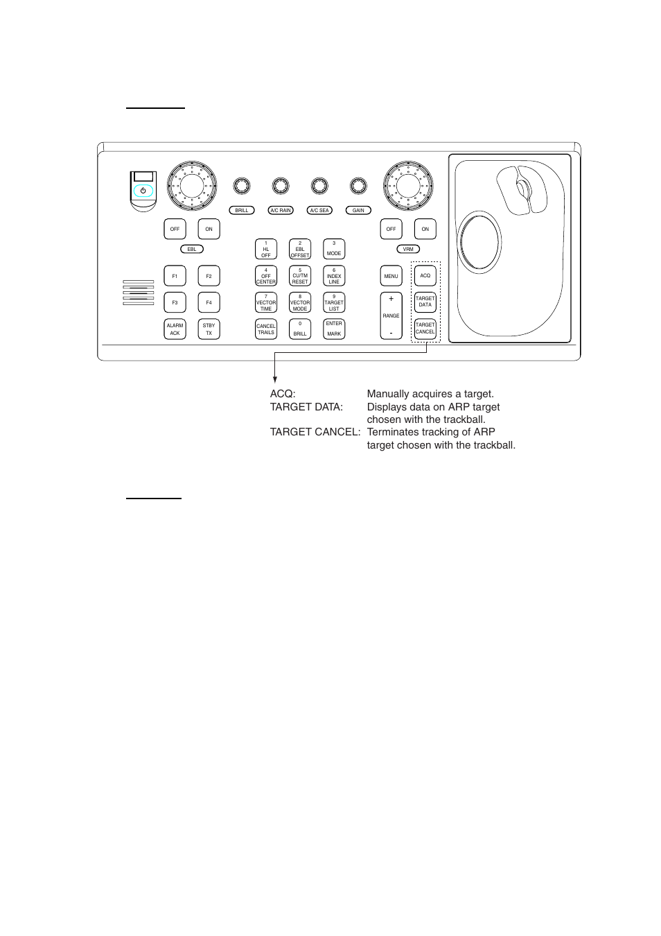 2 controls for arp, Keyboard the arp uses the keys shown below, Arp operation | Furuno BB FAR28x7 User Manual | Page 134 / 305