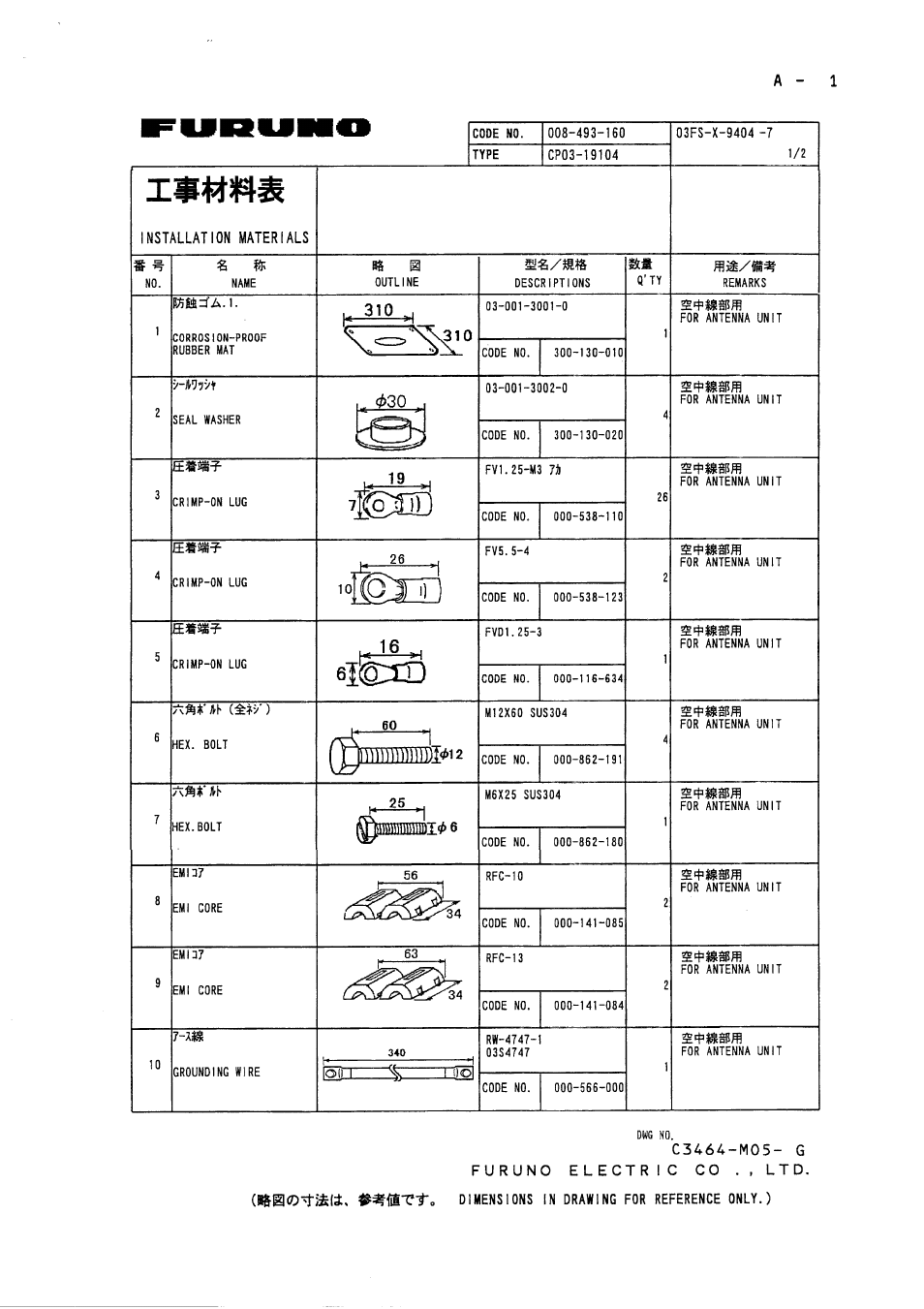 Packing lists | Furuno FR-2125V User Manual | Page 63 / 90