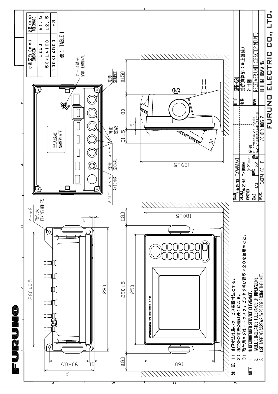 D - 2 | Furuno GP-80 User Manual | Page 34 / 37