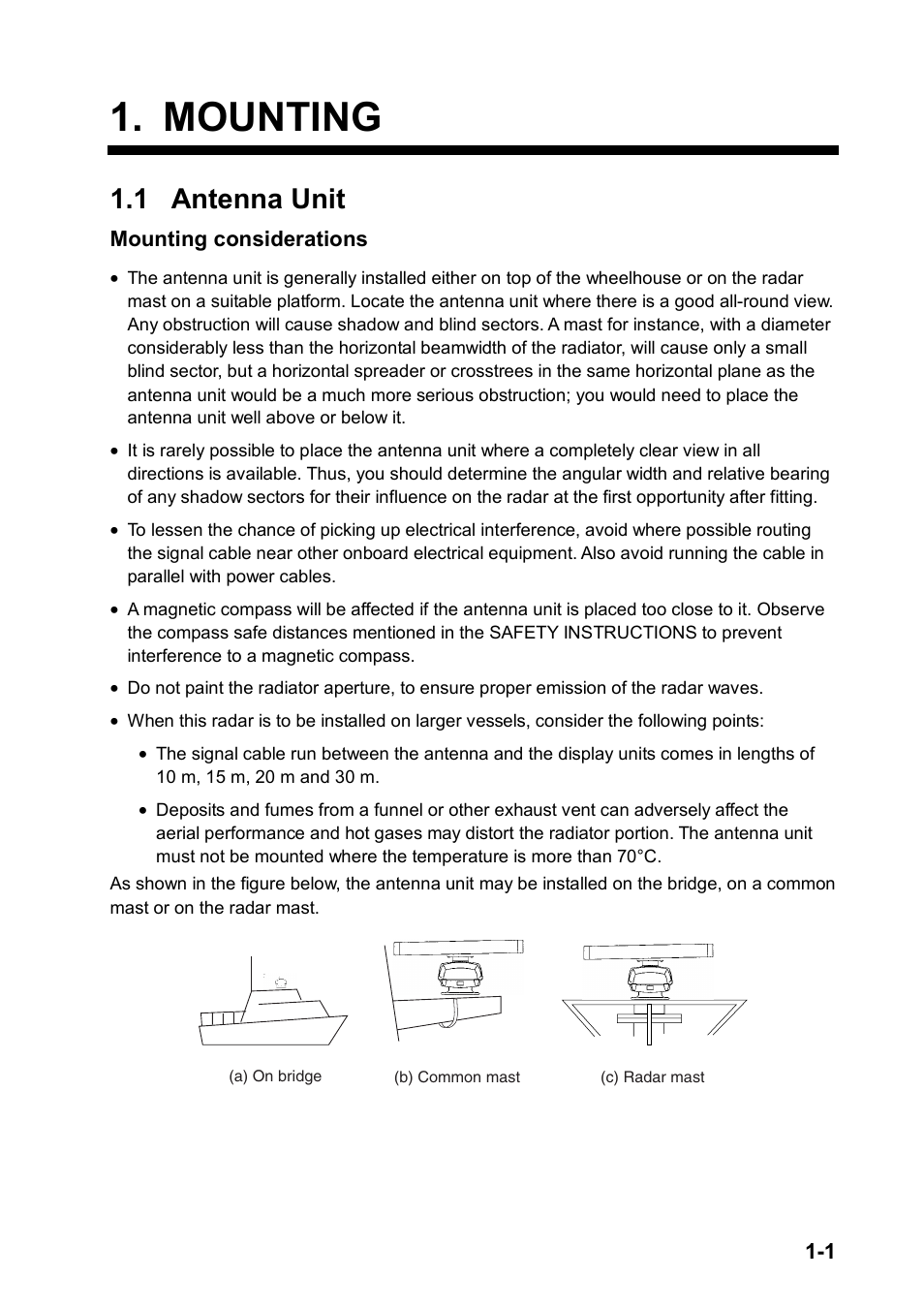 Mounting, 1 antenna unit | Furuno FR-8122 User Manual | Page 9 / 56
