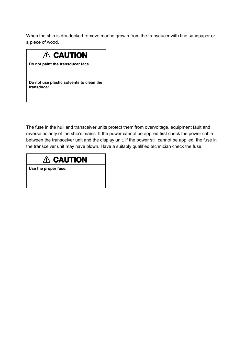 4 transducer maintenance, 5 fuse replacement, Caution | Furuno CH-250 User Manual | Page 105 / 118