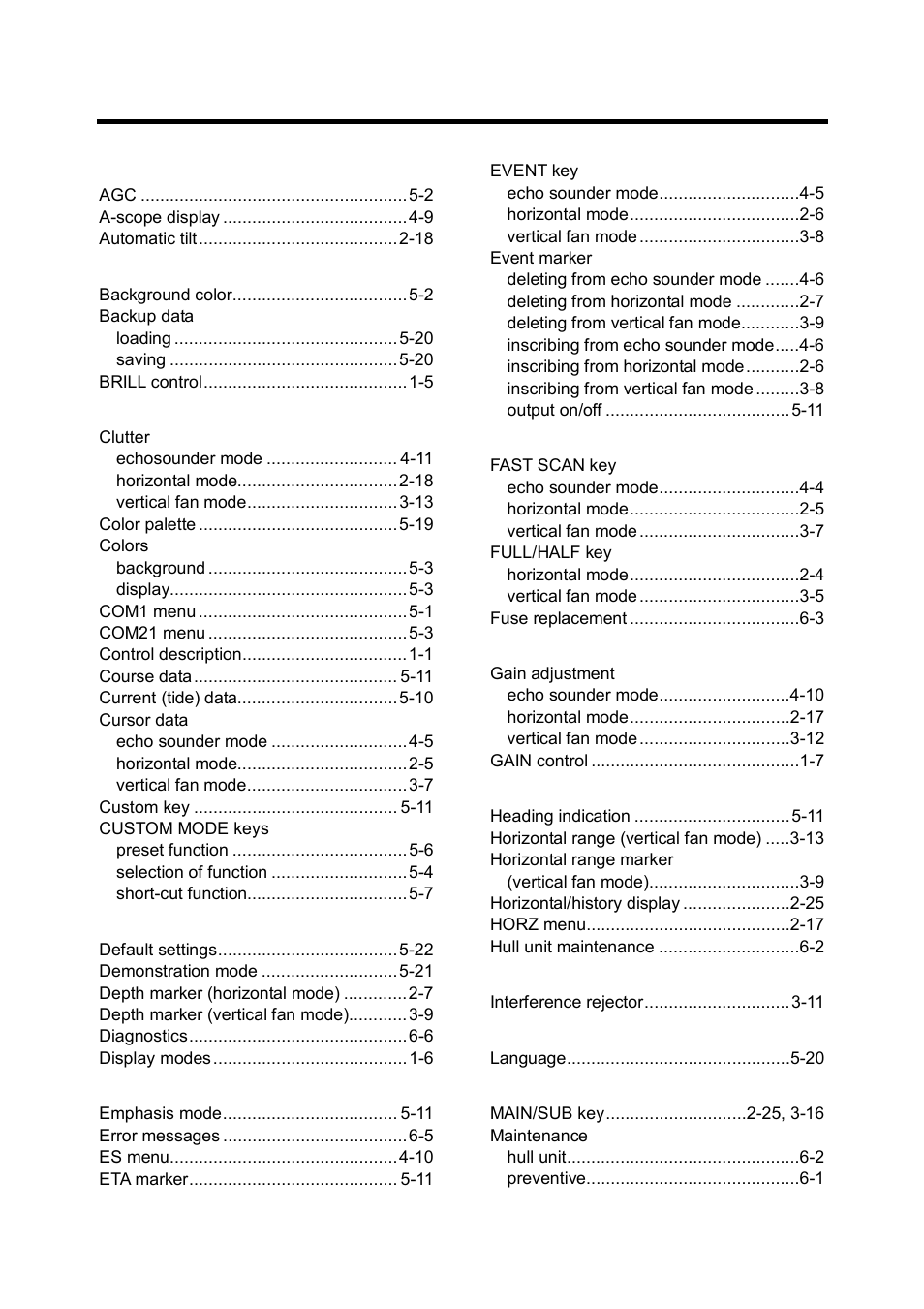 Index, In-1 | Furuno CH-250 User Manual | Page 117 / 118