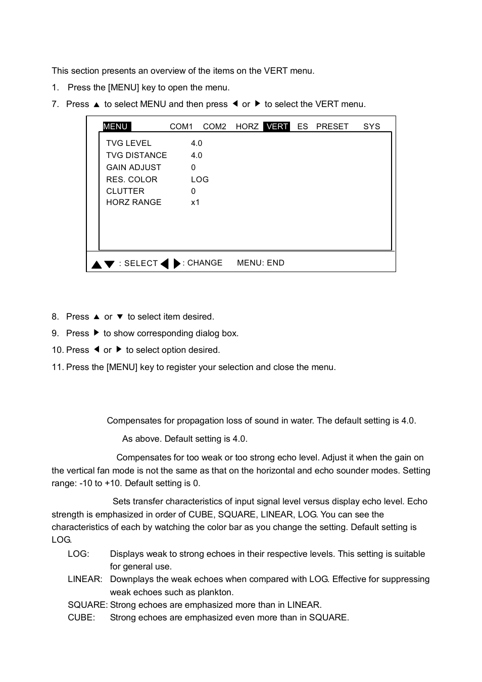 12 vertical menu overview, 1 vertical menu description | Furuno CH-250 User Manual | Page 62 / 118