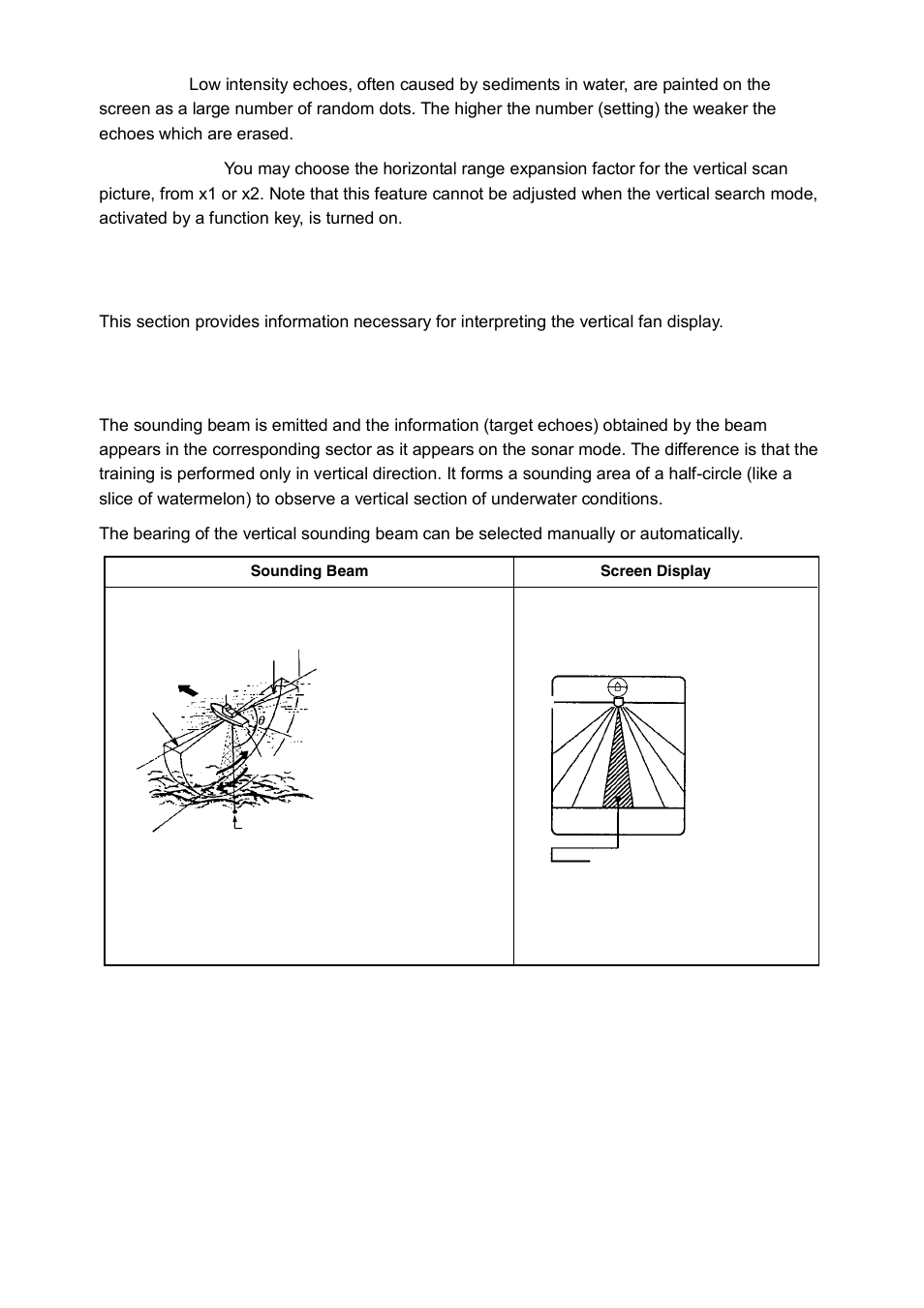 13 interpreting the vertical fan display, 1 how the vertical fan mode picture is painted | Furuno CH-250 User Manual | Page 63 / 118