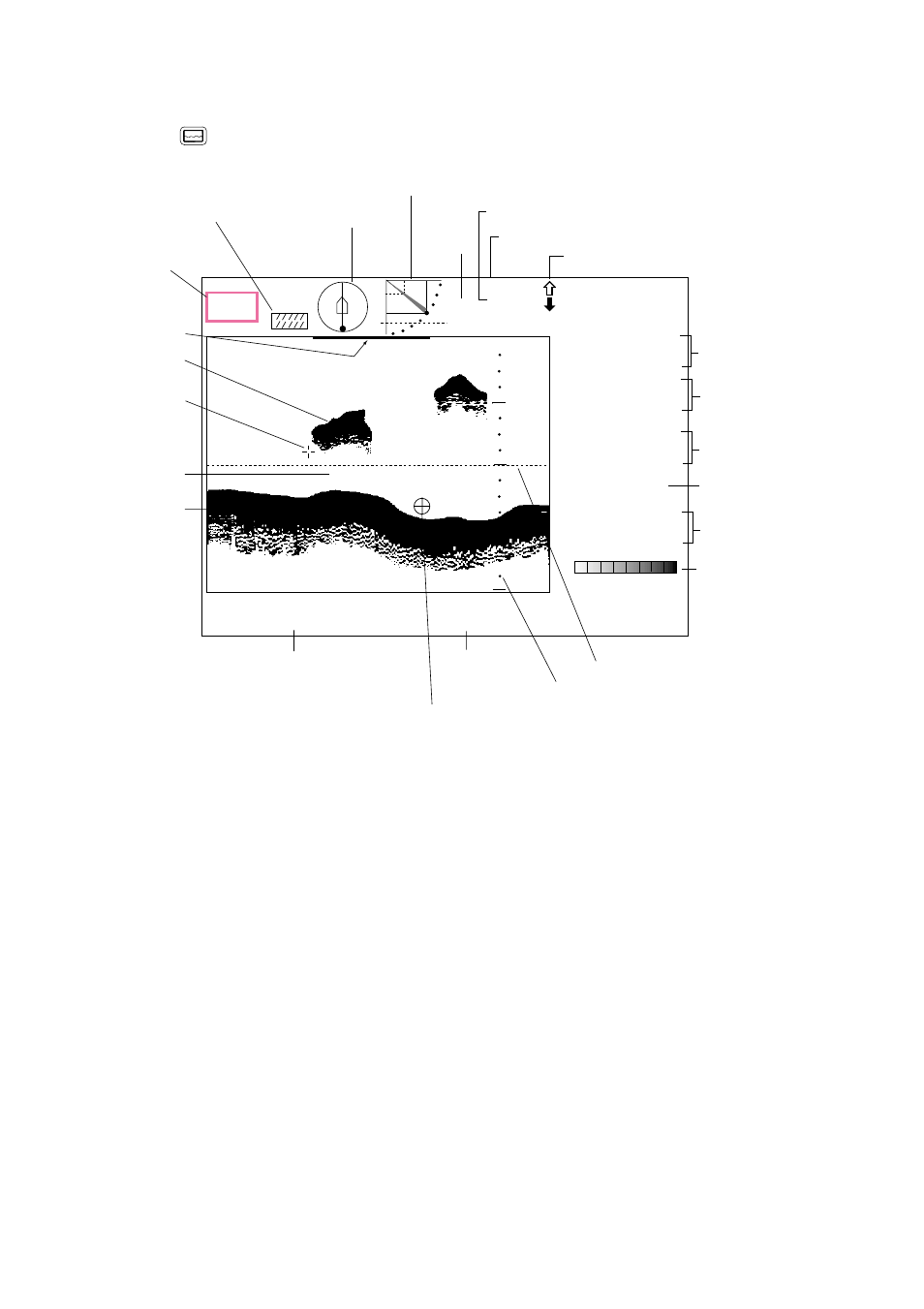 2 typical echo sounder display, 5 m 12. 3˚c | Furuno CH-250 User Manual | Page 70 / 118