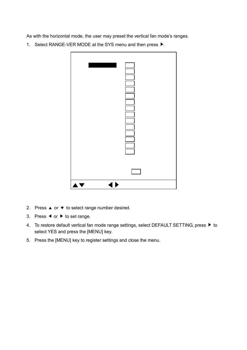 3 vertical fan mode range settings | Furuno CH-250 User Manual | Page 96 / 118