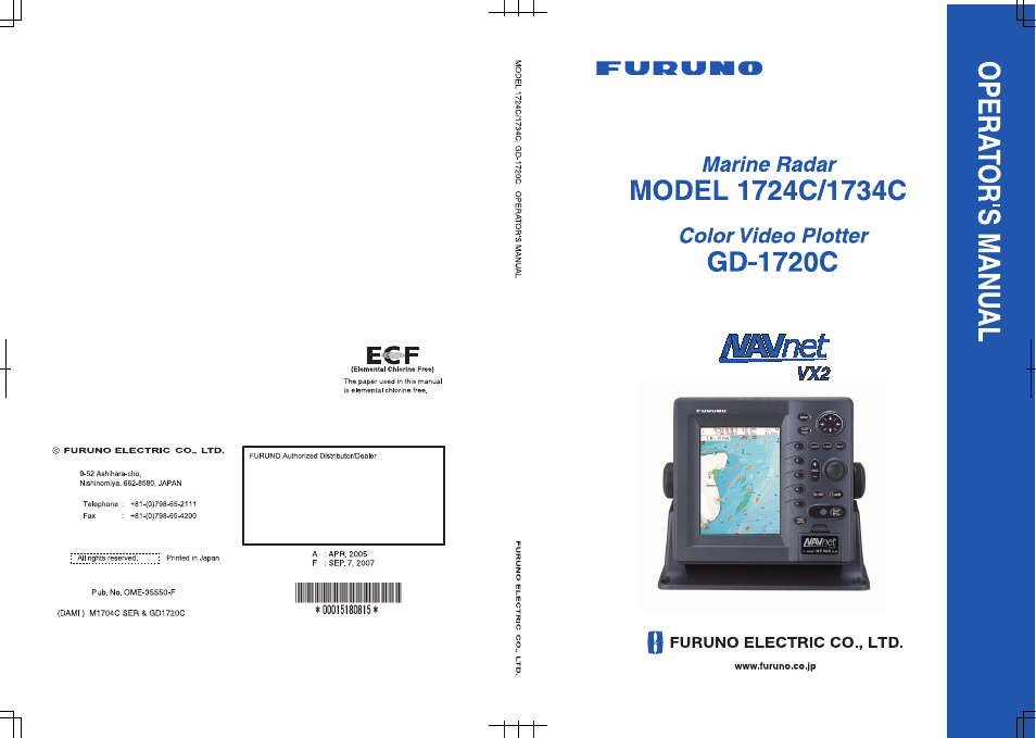 Furuno color video plotter GD1720C User Manual | 247 pages