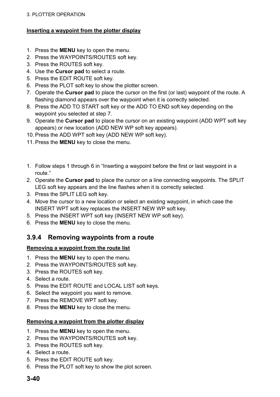 4 removing waypoints from a route | Furuno color video plotter GD1720C User Manual | Page 111 / 247