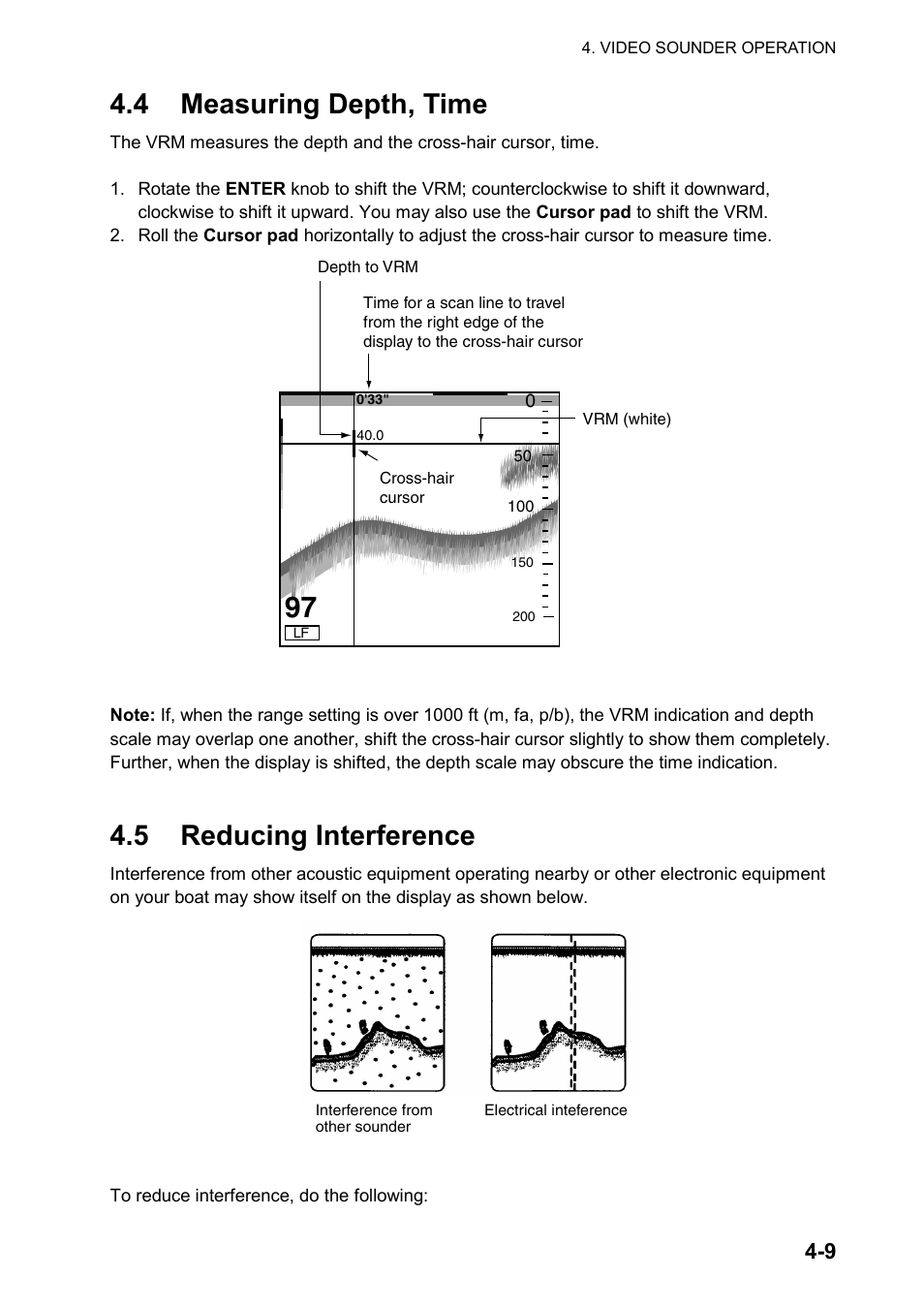 4 measuring depth, time, 5 reducing interference | Furuno color video plotter GD1720C User Manual | Page 138 / 247