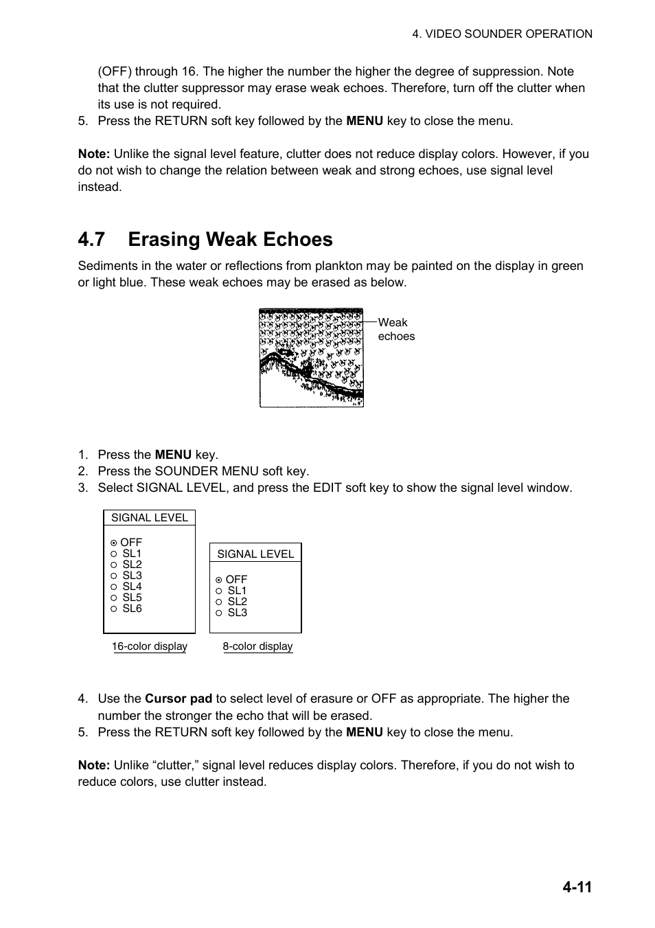 7 erasing weak echoes | Furuno color video plotter GD1720C User Manual | Page 140 / 247