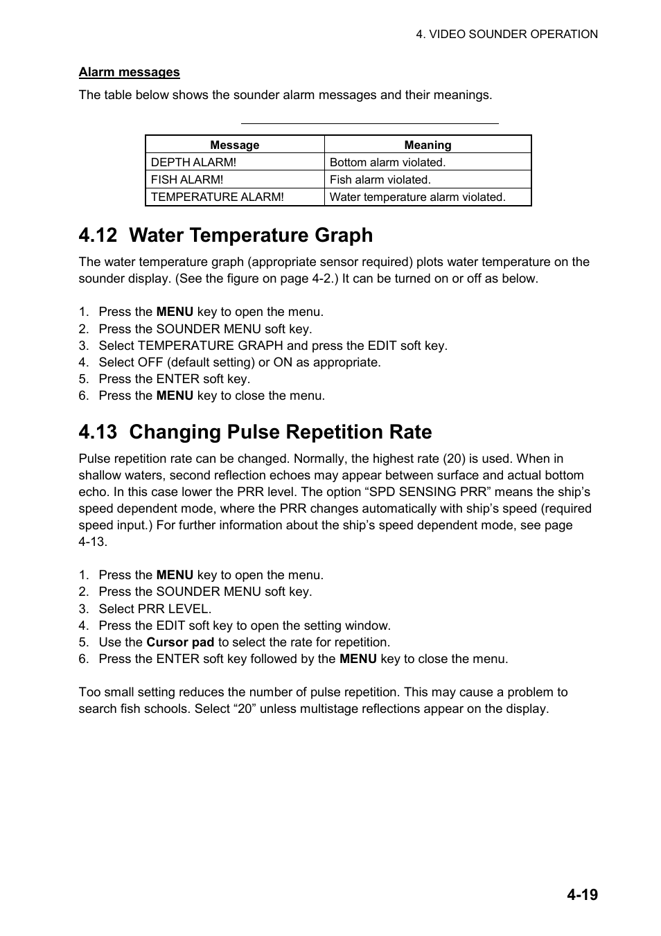 12 water temperature graph, 13 changing pulse repetition rate | Furuno color video plotter GD1720C User Manual | Page 148 / 247