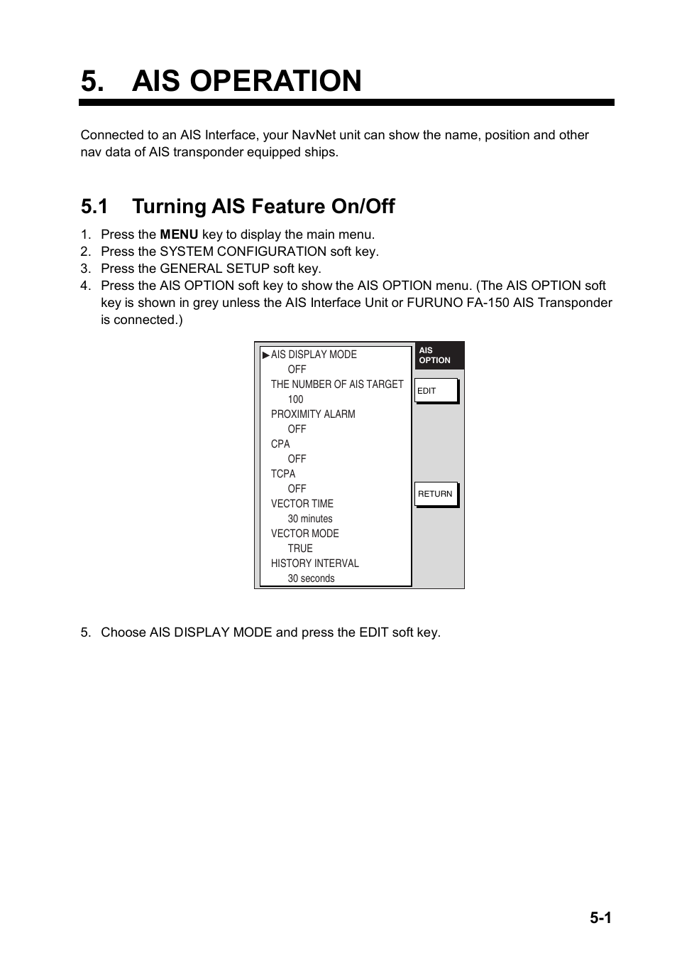 Ais operation, 1 turning ais feature on/off | Furuno color video plotter GD1720C User Manual | Page 152 / 247